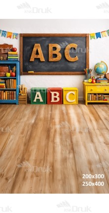 Tło fotograficzne „Drewniane ABC – Klasyczna Klasa Szkolna” | 3949